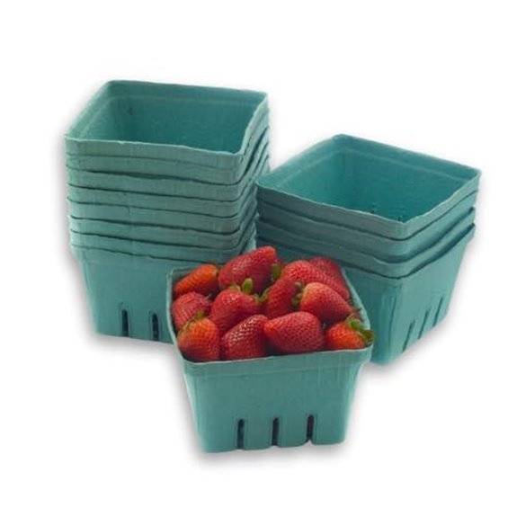 42 pack quart green molded pulp berry baskets
